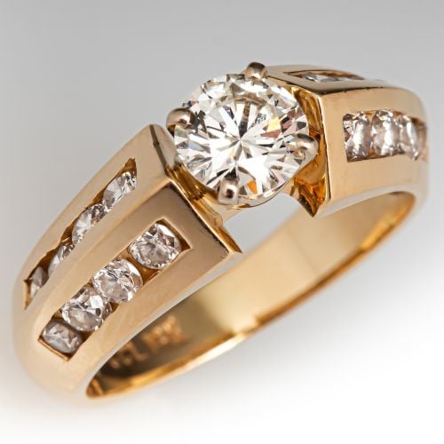 Knife Edge Diamond Engagement Ring 14K Yellow Gold