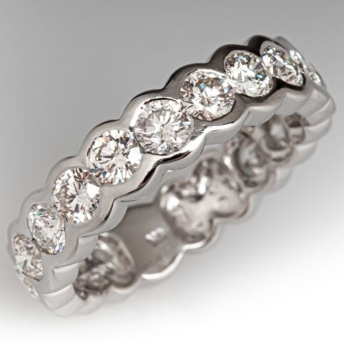 Sonia B 2 Carat Diamond Band Ring 18K White Gold, Size 7.5