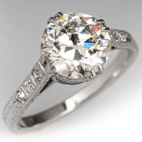2 Carat Trasitional Cut Diamond Engagement Ring 18K White Gold 2.02Ct L/VS2 GIA 