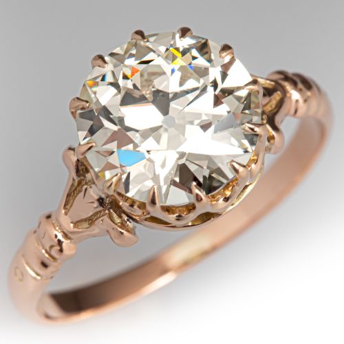 Vintage Diamond Solitaire Engagement Ring Rose Gold 2.30Ct Q-R/VS2 GIA  