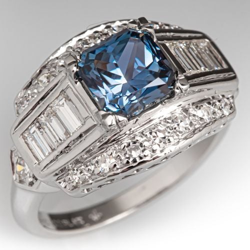Montana Sapphire & Diamond Ring Platinum