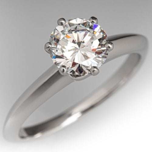 Tiffany & Co Vintage Diamond Knife Edge Engagement Ring Platinum 1.01Ct E/VS1 GIA