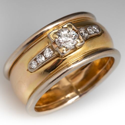 Diamond Wedding Set Ring 14K/ 18K Yellow & White Gold
