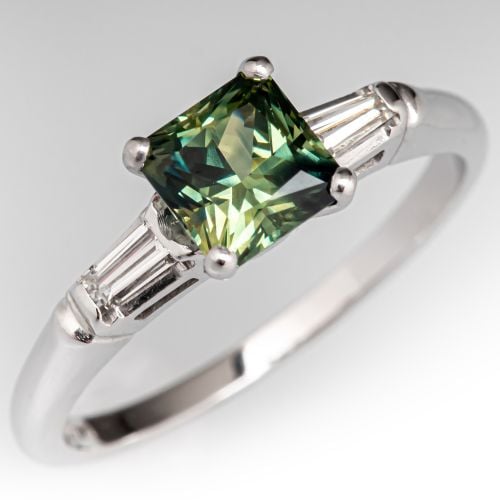 No Heat Bi-Color Sapphire Engagement Ring 14K White Gold