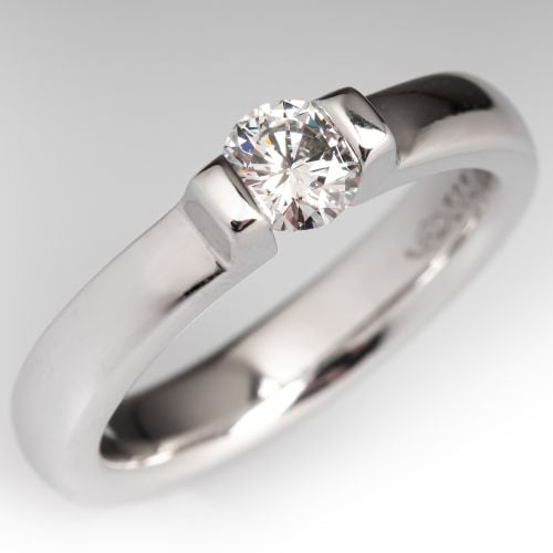 Tension Set Diamond Solitaire Engagement Ring 14K White Gold