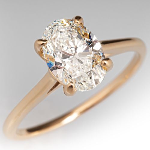 Oval Diamond Solitaire Engagement Ring 14K Yellow Gold 1.30Ct J/VS2 GIA