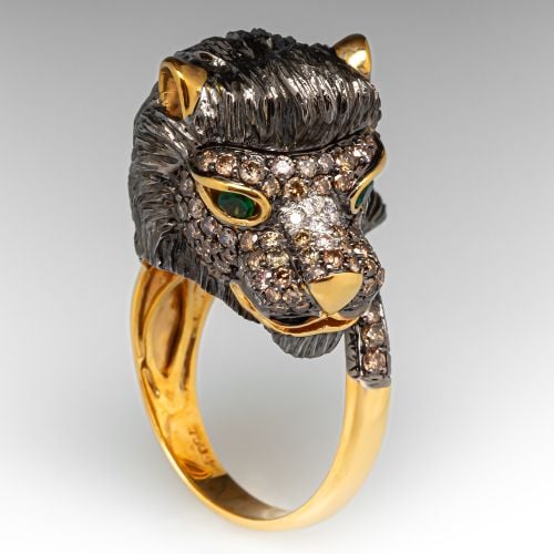 Neda Behnam Diamond & Tasvorite Garnet Lion Wrap Ring 18K Yellow Gold