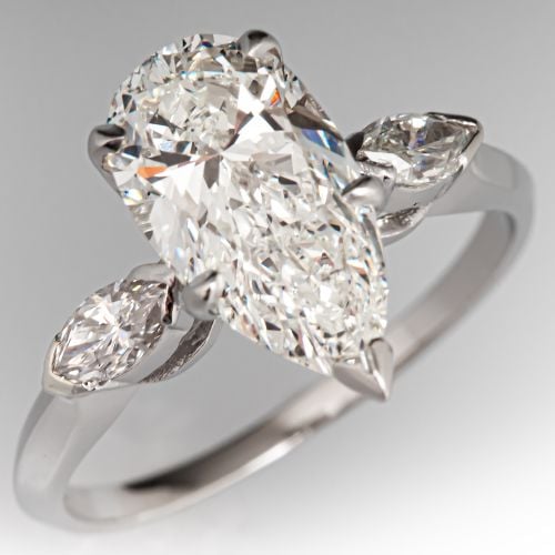 Stunning Pear & Marquise Diamond Engagement Ring Platinum 2.05Ct J/SI2 GIA