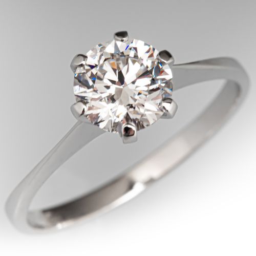 1.05Ct E/VVS2 Lab Grown Diamond in Contemporary Solitaire Mounting 18K White Gold 