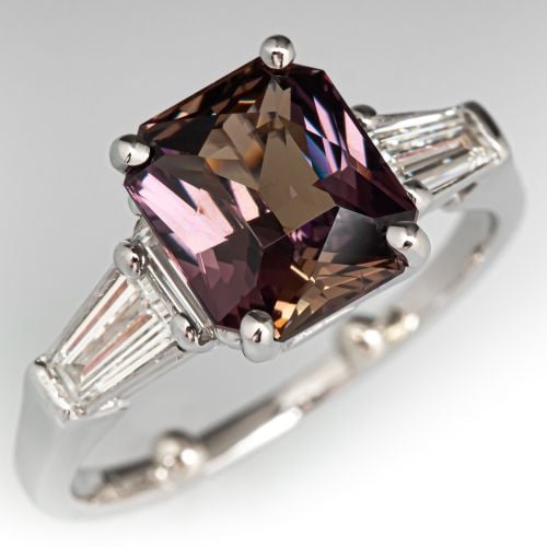 Mesmerizing Color-Change Sapphire & Diamond Engagement Ring Platinum 