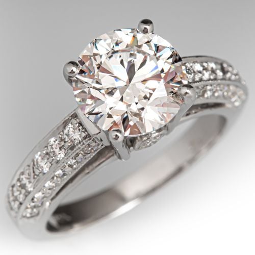 2 Carat F/VS1 Lab Grown Diamond Engagement Ring Contemporary Platinum Mounting