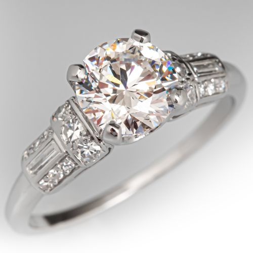 1.5ct E/VVS2 Lab Grown Diamond Engagement Ring in Vintage 1960s Platinum Mounting