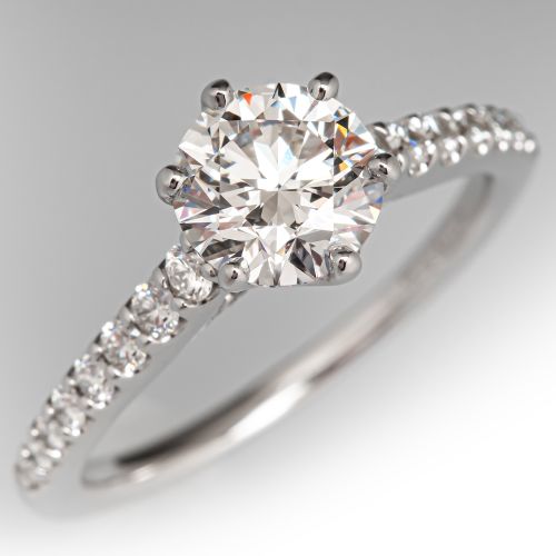 1.26ct E/VVS2 Lab Grown Diamond Engagement Ring in Contemporary 14K White Gold Mounting