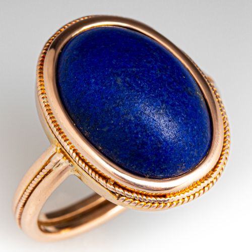 Bezel Set Lapis Lazuli Ring 14K Yellow Gold