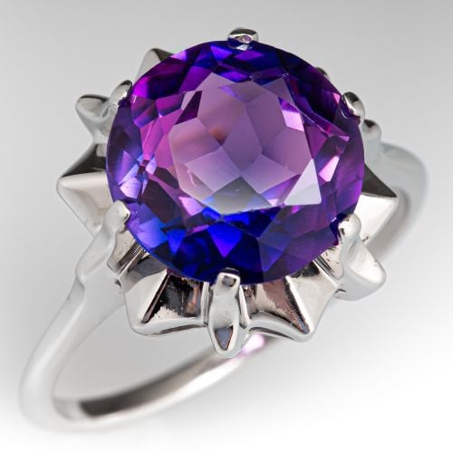 Lab Created Color Change Sapphire Ring 14K White Gold