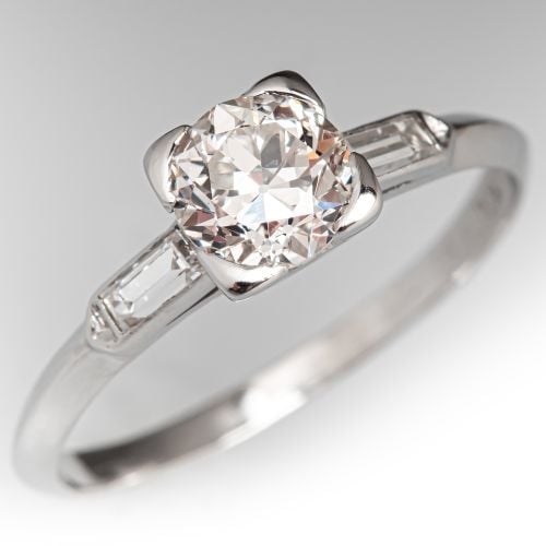 Circa 1930s Diamond Engagement Ring Platinum .74Ct K/SI2 GIA