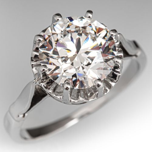 2.28ct G/VS1 Lab Grown Diamond in Vintage French Solitaire Mounting 18k Gold Platinum