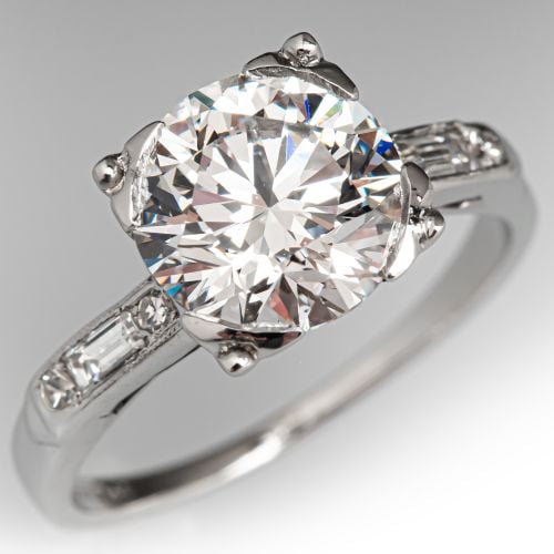 2 Carat E/VS1 Lab Grown Diamond Engagement Ring in Vintage Platinum Mounting
