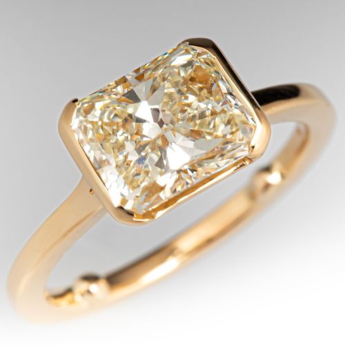 2 Carat Radiant Cut Diamond Solitaire Engagement Ring 18K Yellow Gold 2.01Ct N/VS2 GIA