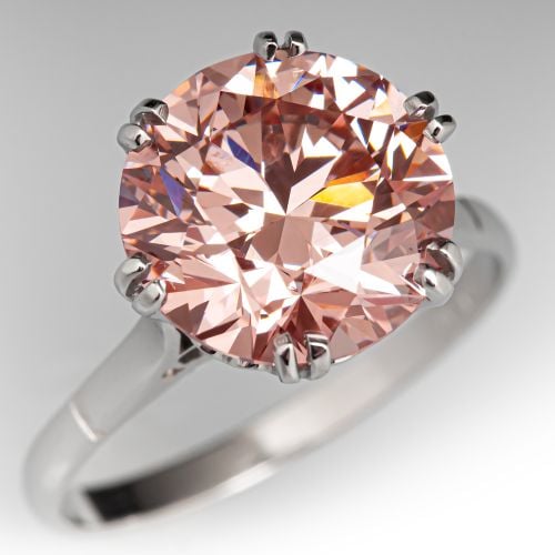 4.17Ct Fancy Intense Pink/VS1 Lab Grown Diamond in 1960s Mounting Platinum 