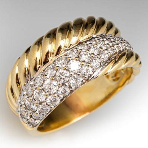 David Yurman Diamond Band Ring 18K Yellow Gold