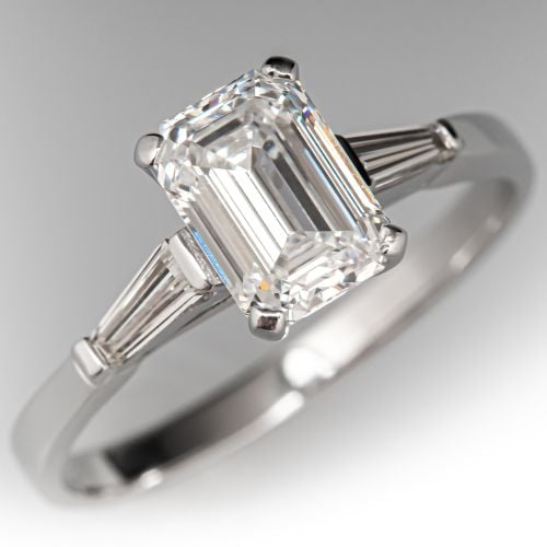 Emerald Cut Diamond Engagement Ring Platinum 1.27Ct D/VS1 GIA