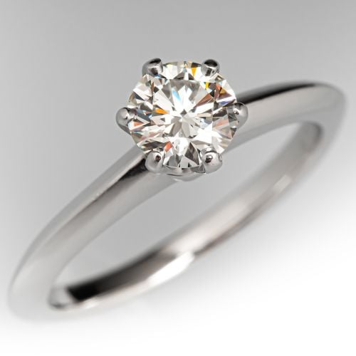 Classic Tiffany Co. Diamond Solitaire Engagement Ring Platinum .46Ct G/VVS1