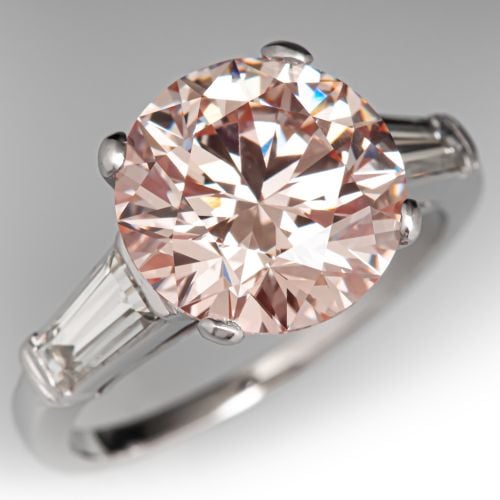 4.33Ct Light Pink/VS1 Lab Grown Diamond in 1970s Diamond Mounting Platinum 