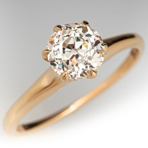 Claw Prong Diamond Solitaire Engagement Ring 14K Yellow Gold 1.43Ct N/I1 GIA