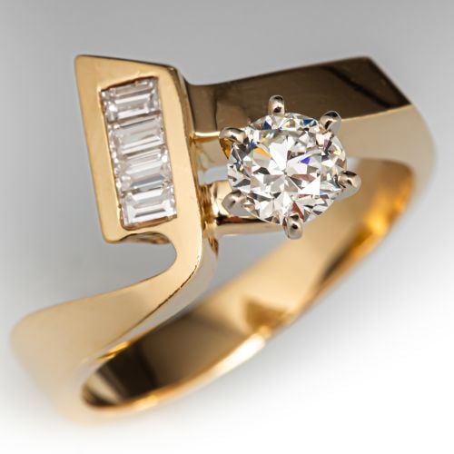 Unique Transitional Diamond Ring 14K Yellow Gold .43Ct H/VS2