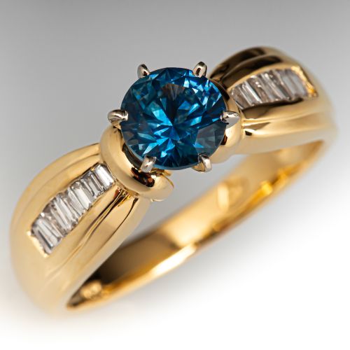 Montana Sapphire Engagement Ring 18K Yellow Gold