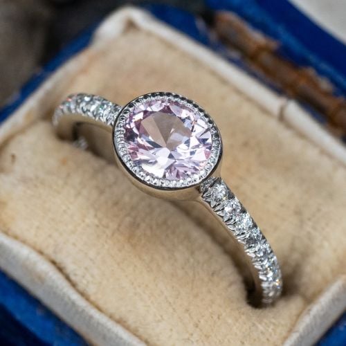 Bezel Set Oval Pink Sapphire Engagement Ring .92ct