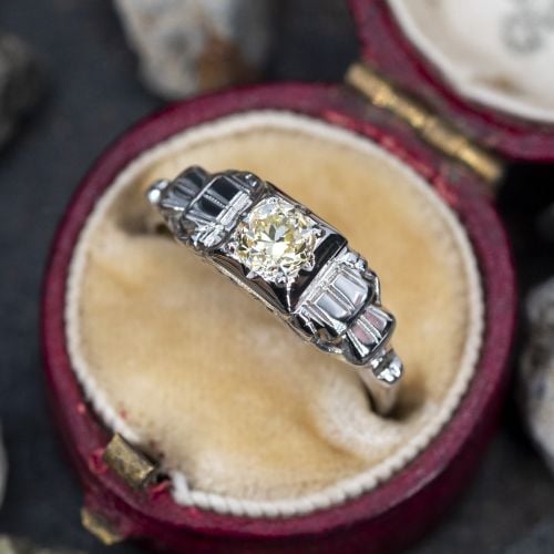 Elegant 18K White Gold Diamond Engagement Ring .34ct QR/VS2