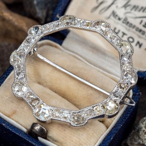 1910 Victorian Diamond Circle Brooch Pin Platinum