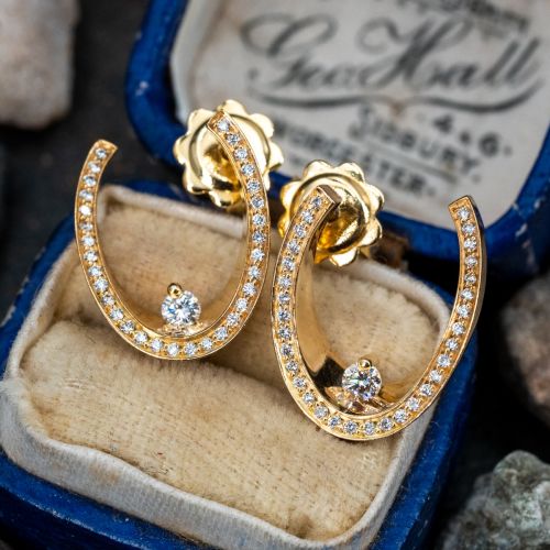 Movado Diamond Earrings 18K Yellow Gold
