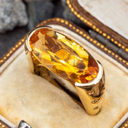 Citrine Cocktail Ring w/ Yellow Sapphire Accents 18K Yellow Gold