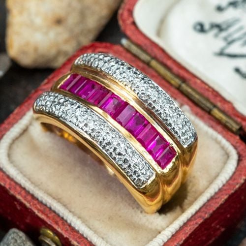 Ruby & Diamond Ring 18K Yellow Gold