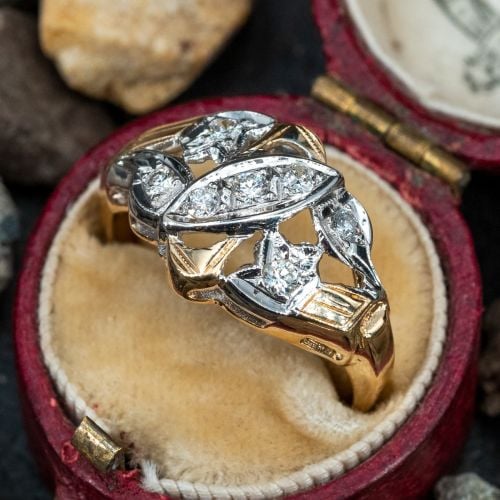Vintage Diamond Ring 14K Two Tone Gold