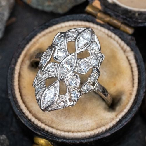 Vintage Diamond Openwork Ring w/ Milgrain Detail in Platinum