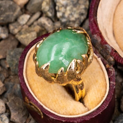 Vintage Double Cabochon Jade Ring 14K Yellow Gold