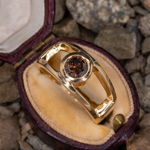 Cognac Diamond Solitaire Ring Yellow Gold