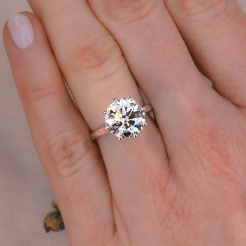 4.42Ct G/VS2 Lab Grown Diamond in Vintage French Solitaire Mounting 18K & Platinum