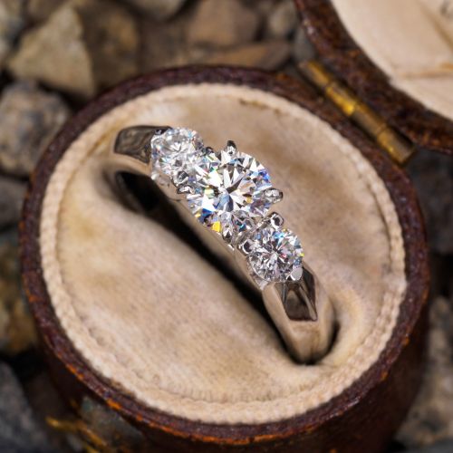 .70Ct E/VVS2 Lab Grown Diamond Engagement Ring Three Stone Platinum