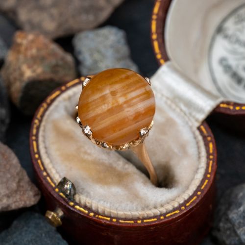 Vintage Banded Agate Ring 14K Yellow Gold