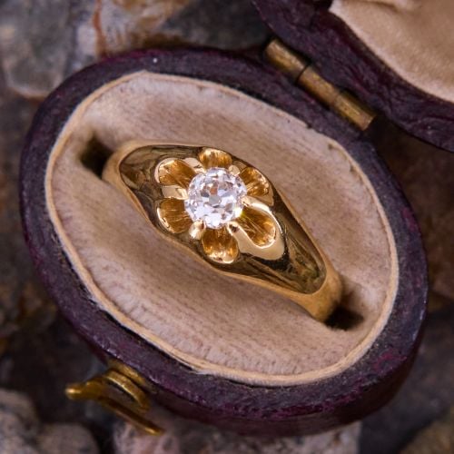 Antique Old Mine Diamond Ring 14K Yellow Gold