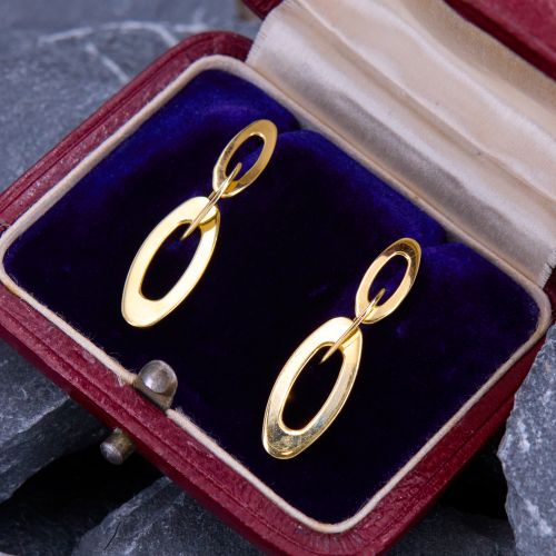 Oval Drop Ruby Earrings 18K Yellow Gold
