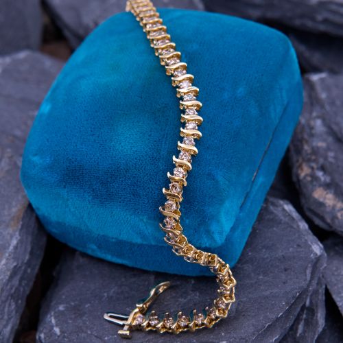 Flexible Diamond Line Bracelet 14K Yellow Gold