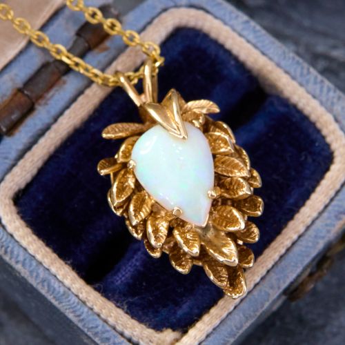 Naturalistic Opal Pendant Necklace 14K Yellow Gold