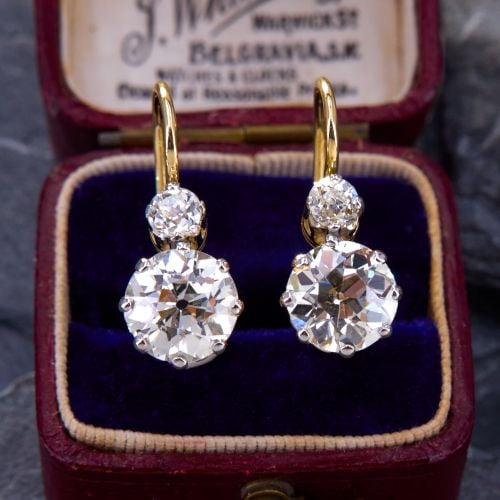 Timeless Old European Cut Diamond Drop Earrings 14K / 18K / Platinum