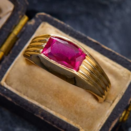 Streamlined Lab Grown Ruby Ring 18K Yellow Gold
